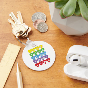 Iowa Rainbow Heart Grid State Pride Design Keychain