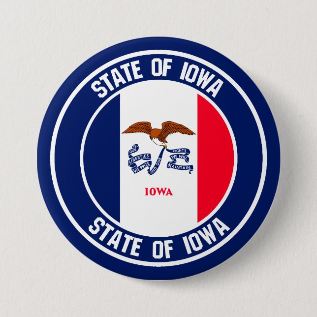 Iowa Round Emblem Button (Front)