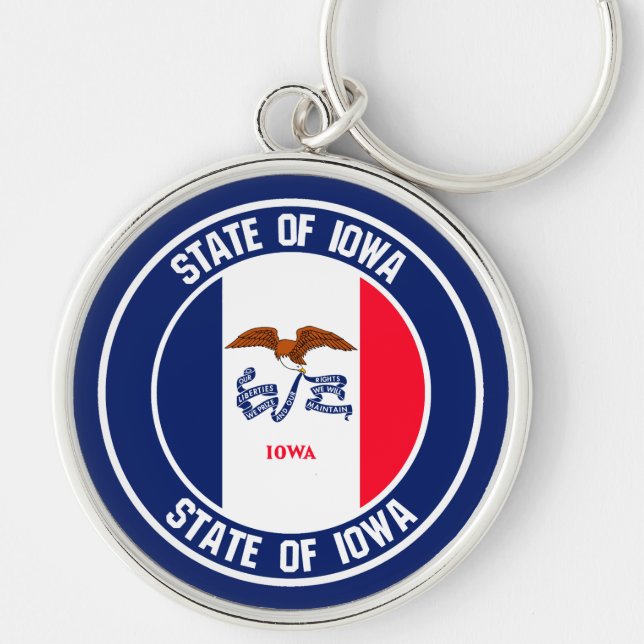 Iowa Round Emblem Keychain (Front)