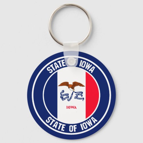Iowa Round Emblem Keychain
