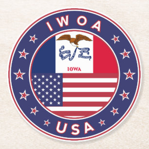Iowa Round Paper Coaster