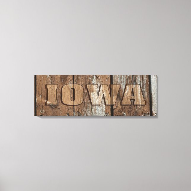 Iowa rustic wood wall canvas sign (Front)