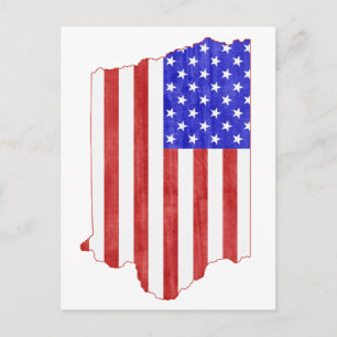 Iowa Shaped American Flag Hawkeye Patriotic Iowan Postcard