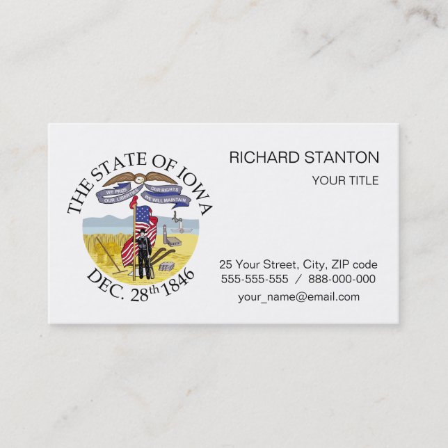 Iowa sign business card (Front)