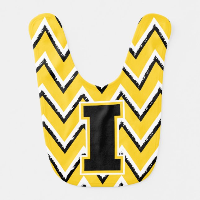 Iowa Sketchy Chevron Pattern Baby Bib (Front)