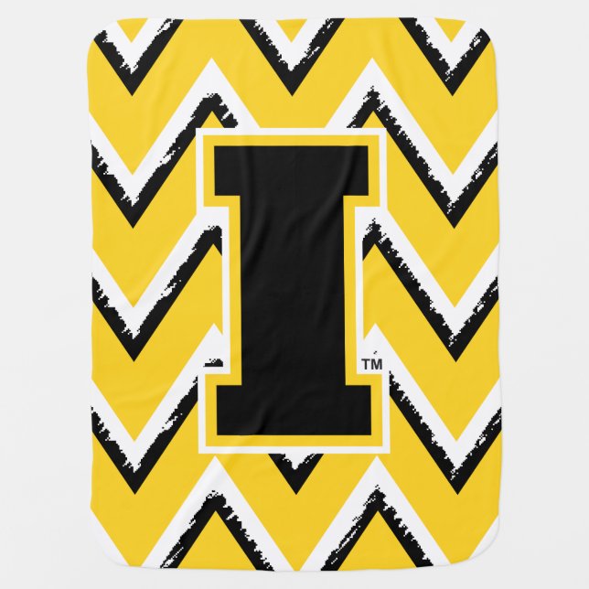 Iowa Sketchy Chevron Pattern Baby Blanket (Front)