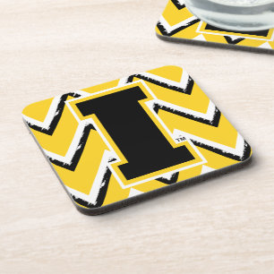 Iowa Sketchy Chevron Pattern Beverage Coaster