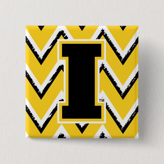 Iowa Sketchy Chevron Pattern Button (Front)