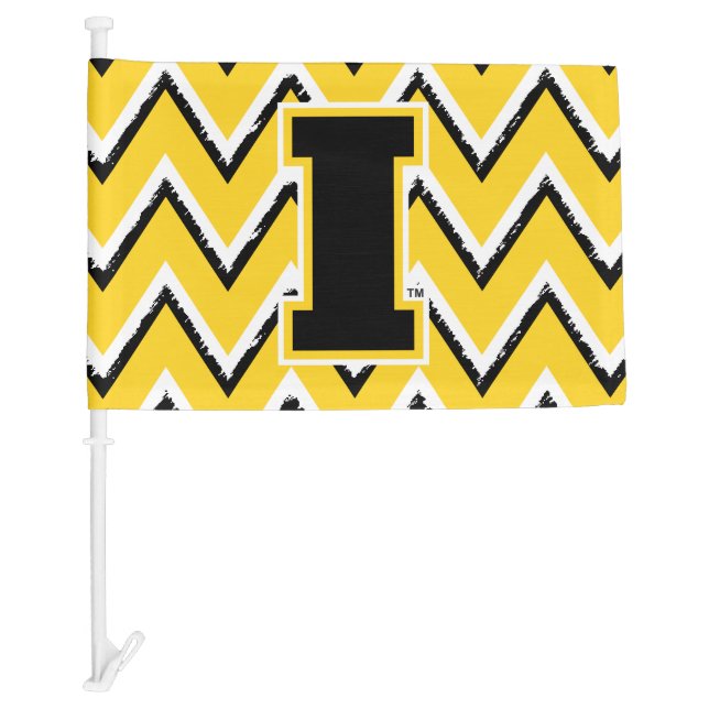 Iowa Sketchy Chevron Pattern Car Flag (Front)