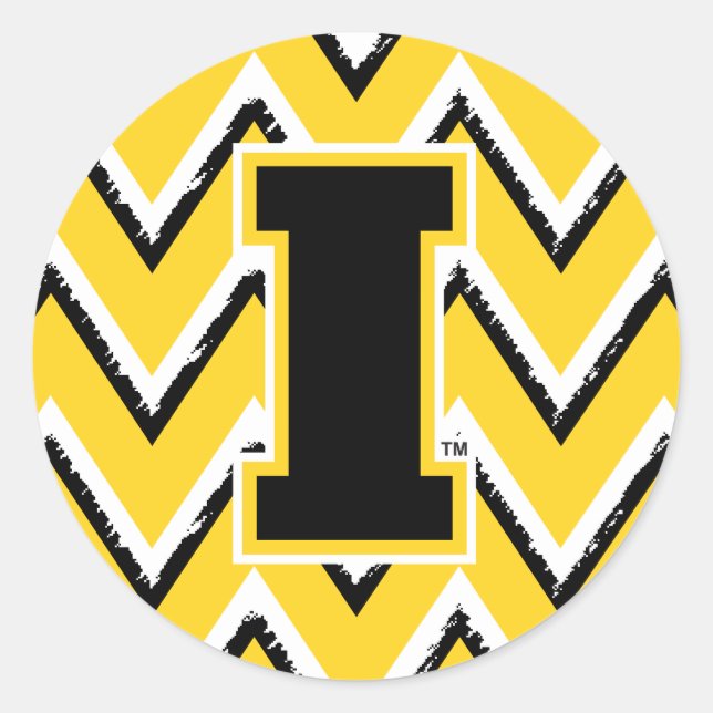 Iowa Sketchy Chevron Pattern Classic Round Sticker (Front)