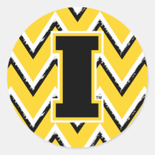 Iowa Sketchy Chevron Pattern Classic Round Sticker