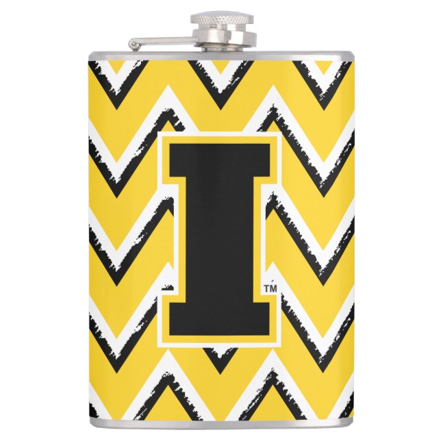 Iowa Sketchy Chevron Pattern Flask (Front)