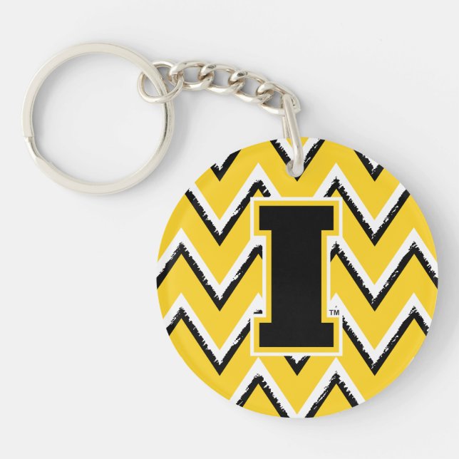 Iowa Sketchy Chevron Pattern Keychain (Front)