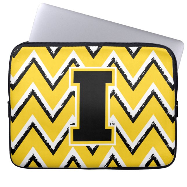 Iowa Sketchy Chevron Pattern Laptop Sleeve (Front)