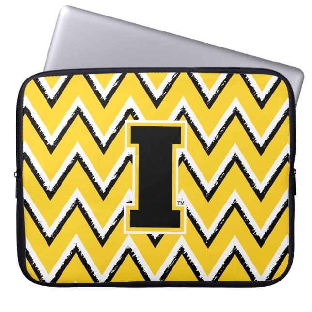 Iowa | Sketchy Chevron Pattern Laptop Sleeve (Front)