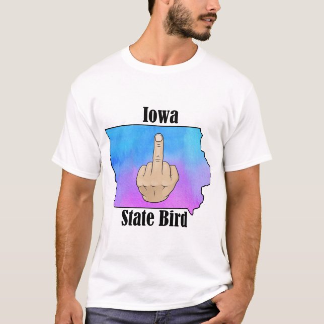 Iowa state bird t-shirt middle finger color (Front)