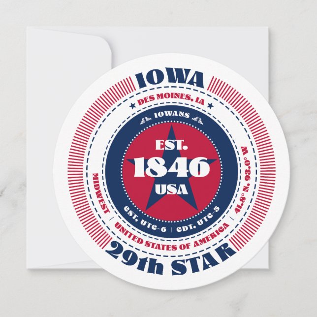 Iowa State Circular Typography Flat Card (Front)