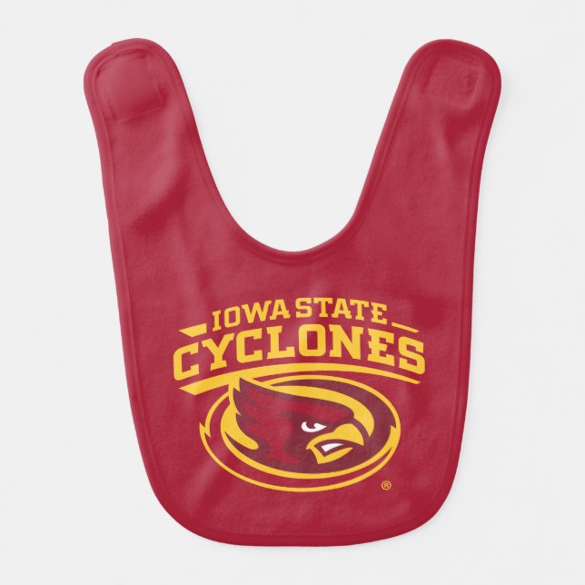 Iowa State Cyclones | Arched Mascot Logo Baby Bib (Front)