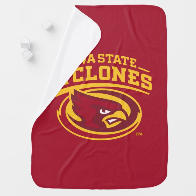 Iowa State Cyclones | Arched Mascot Logo Baby Blanket (In Situ)