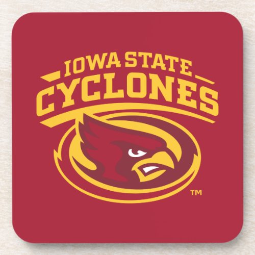 Iowa State Cyclones  Arched Mascot Logo Beverage Coaster