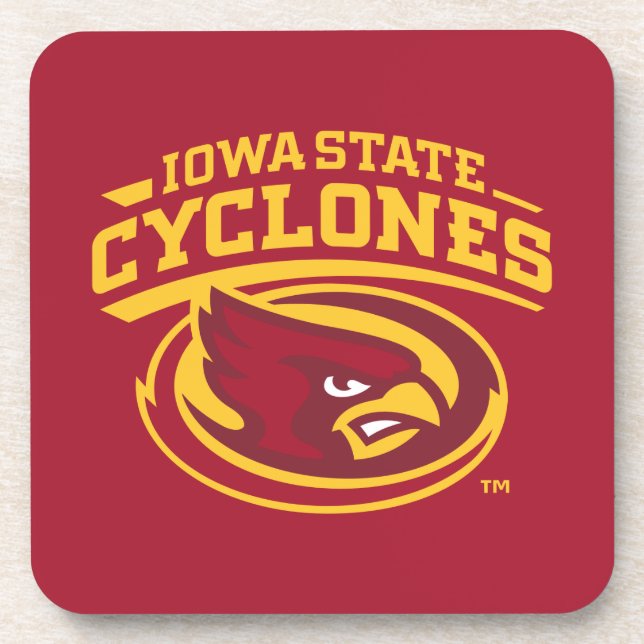 Iowa State Cyclones | Arched Mascot Logo Beverage Coaster (Front)