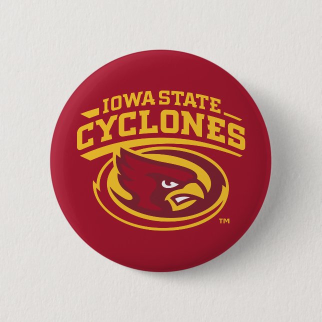 Iowa State Cyclones | Arched Mascot Logo Button (Front)
