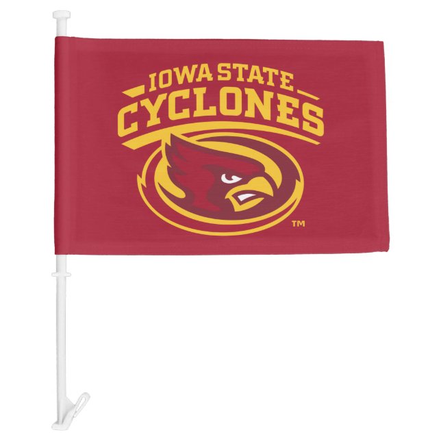 Iowa State Cyclones | Arched Mascot Logo Car Flag (Front)