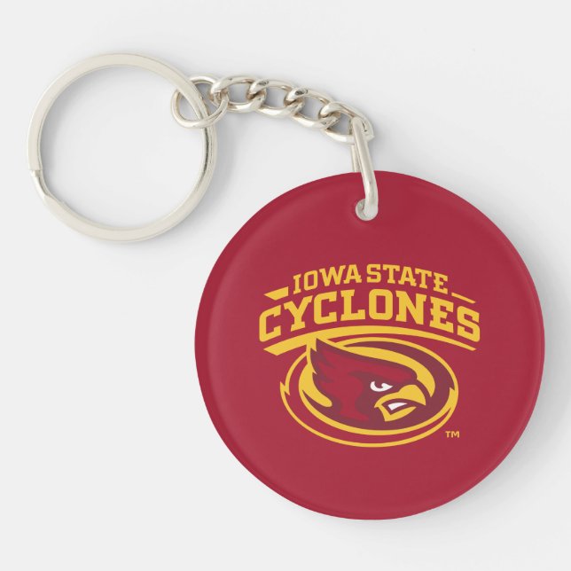 Iowa State Cyclones | Arched Mascot Logo Keychain (Front)