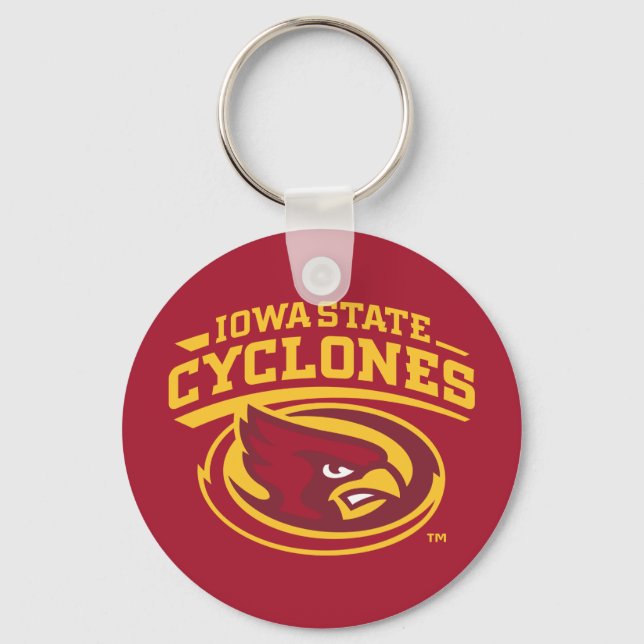 Iowa State Cyclones | Arched Mascot Logo Keychain (Front)