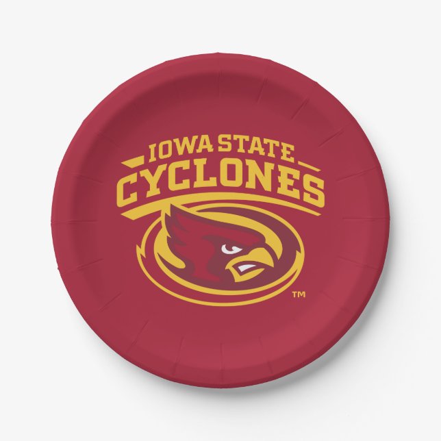 Iowa State Cyclones | Arched Mascot Logo Paper Plates (Front)