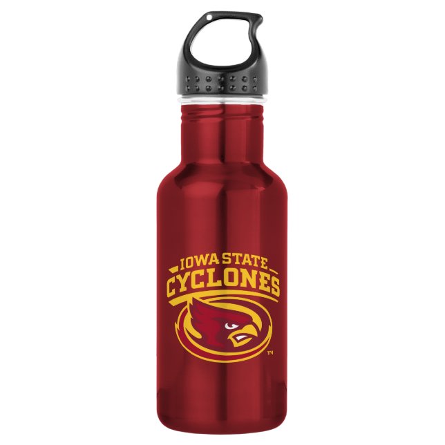 Iowa State Cyclones | Arched Mascot Logo Stainless Steel Water Bottle (Front)