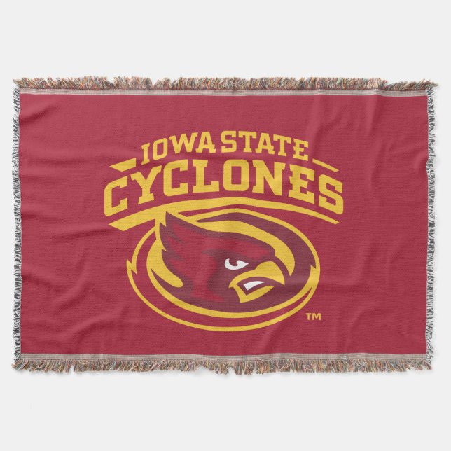 Iowa State Cyclones | Arched Mascot Logo Throw Blanket (Front)