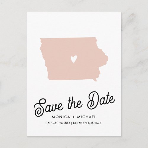 IOWA State Destination Wedding  ANY COLOR    Announcement Postcard