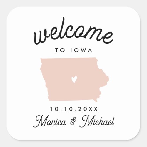 IOWA State Destination Wedding ANY COLOR   Square Sticker