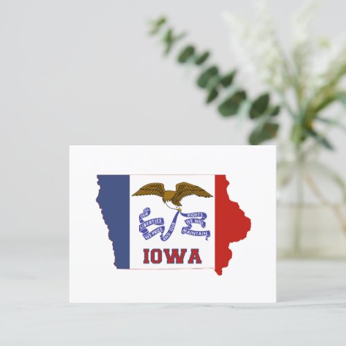 Iowa State Flag and Map Postcard