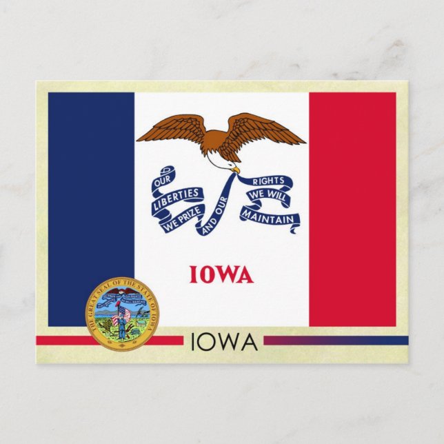 Iowa State Flag and Seal Postcard (Front)