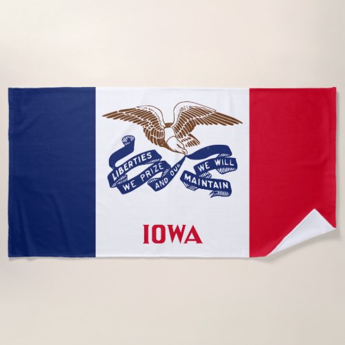 Iowa State Flag Beach Towel