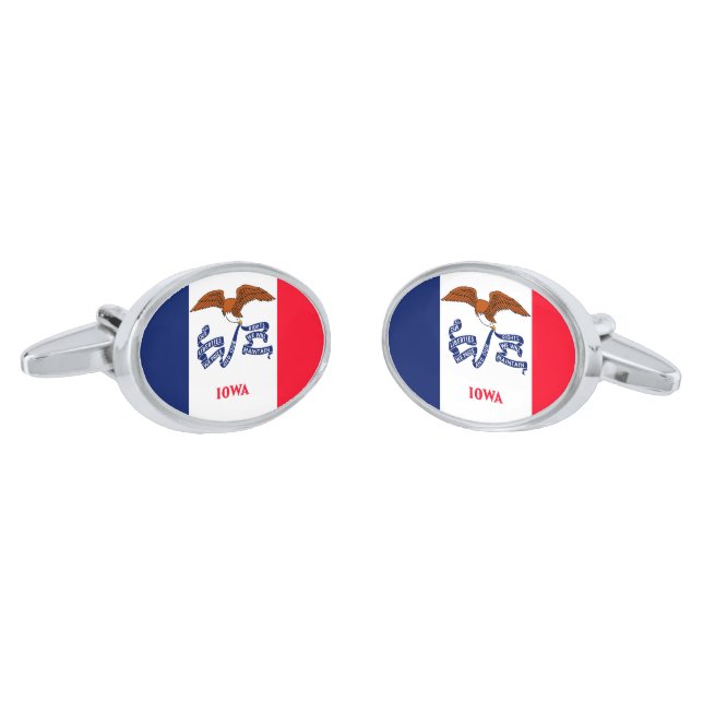 Iowa State Flag Design Cufflinks (Angled)