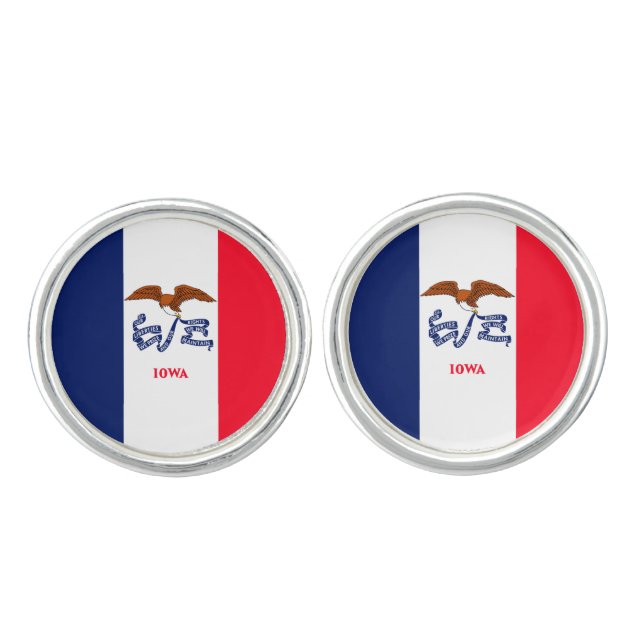 Iowa State Flag Design Decor Cufflinks (Front)