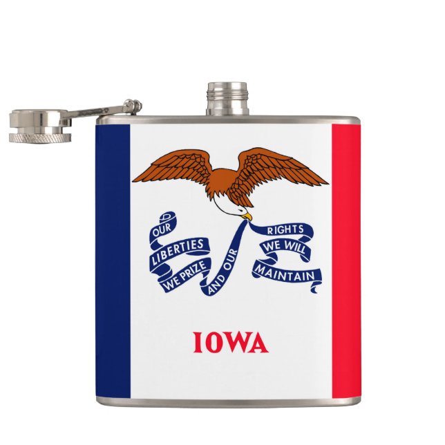 Iowa State Flag Design Flask (Opened)