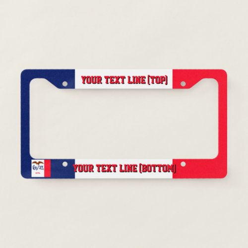 Iowa State Flag Design on a Personalized License Plate Frame