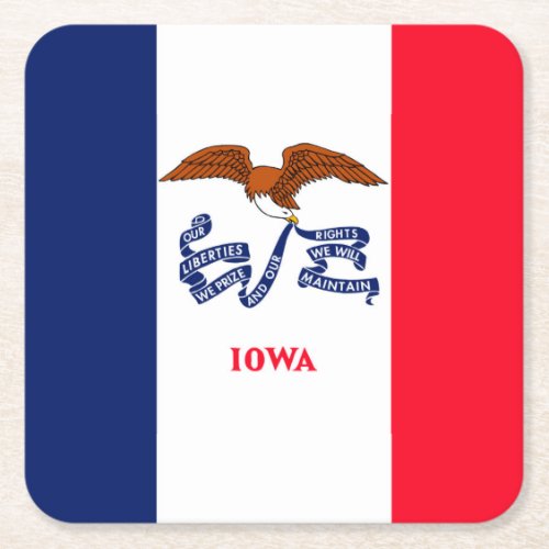 Iowa State Flag Design Square Paper Coaster