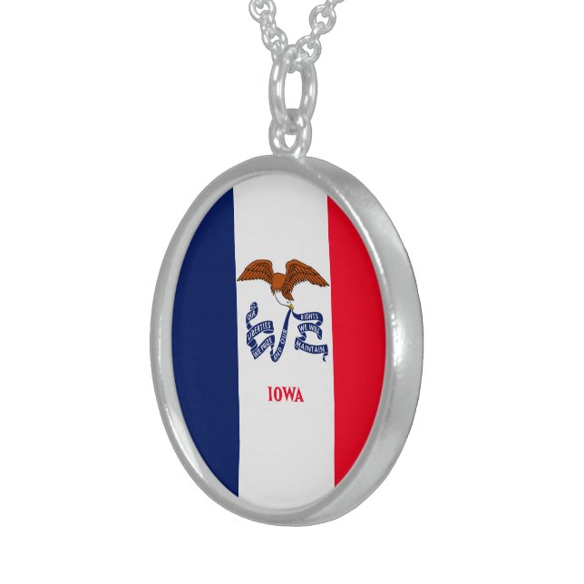 Iowa State Flag Design Sterling Silver Necklace (Front Right)