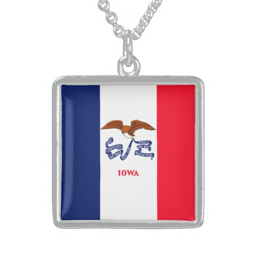 Iowa State Flag Design Sterling Silver Necklace