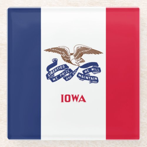 Iowa State Flag Glass Coaster