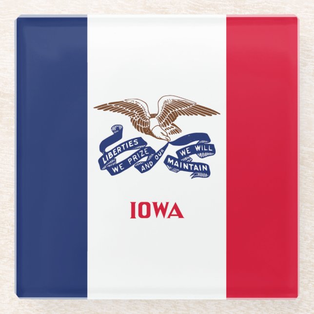Iowa State Flag Glass Coaster (Front)