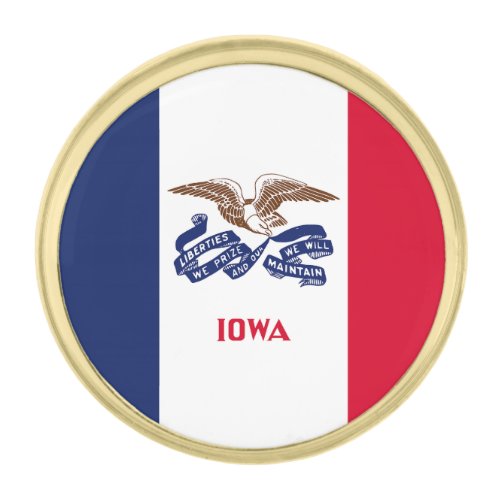 Iowa State Flag Gold Finish Lapel Pin