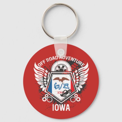 Iowa State Flag Off Road Adventure 4x4 Bogging Keychain