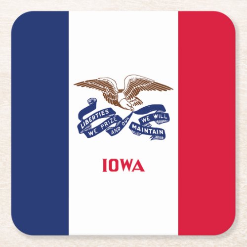Iowa State Flag Square Paper Coaster