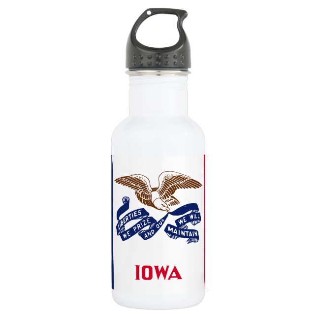 Iowa State Flag Stainless Steel Water Bottle (Front)